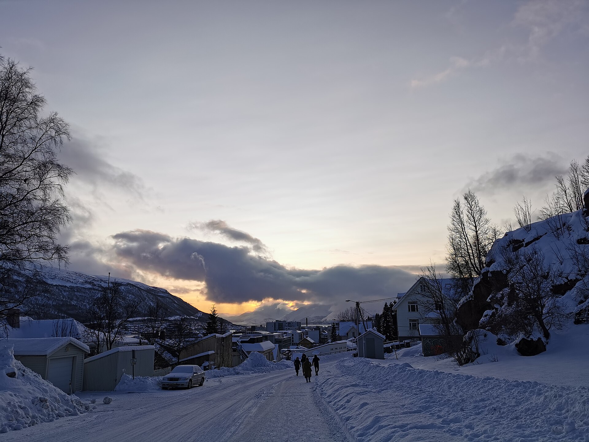 Tromsø city and mountains during winter