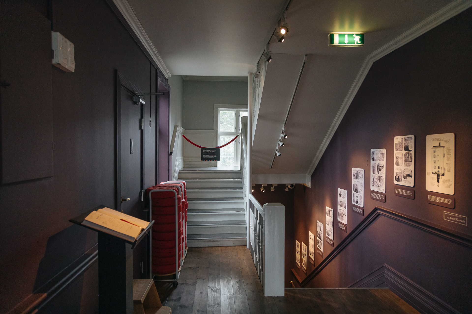 Stairs and display panels inside Perspektivet Museum
