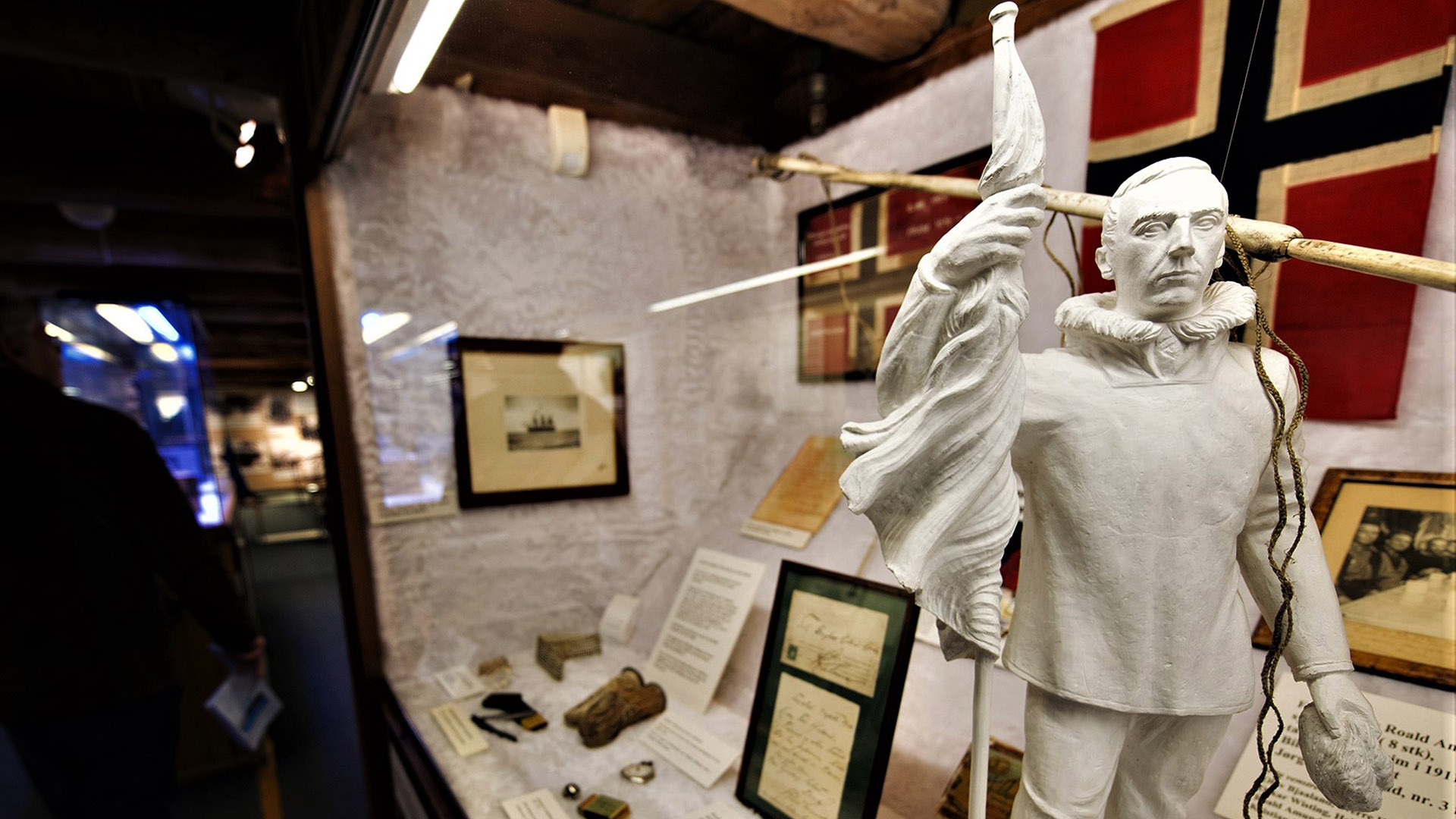 Historic figure displayed inside the Polar Museum in Tromsø