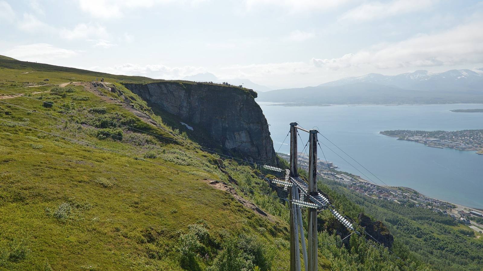 Panoramic view over Tromsø from the Storsteinen plateau near the upper cable car station