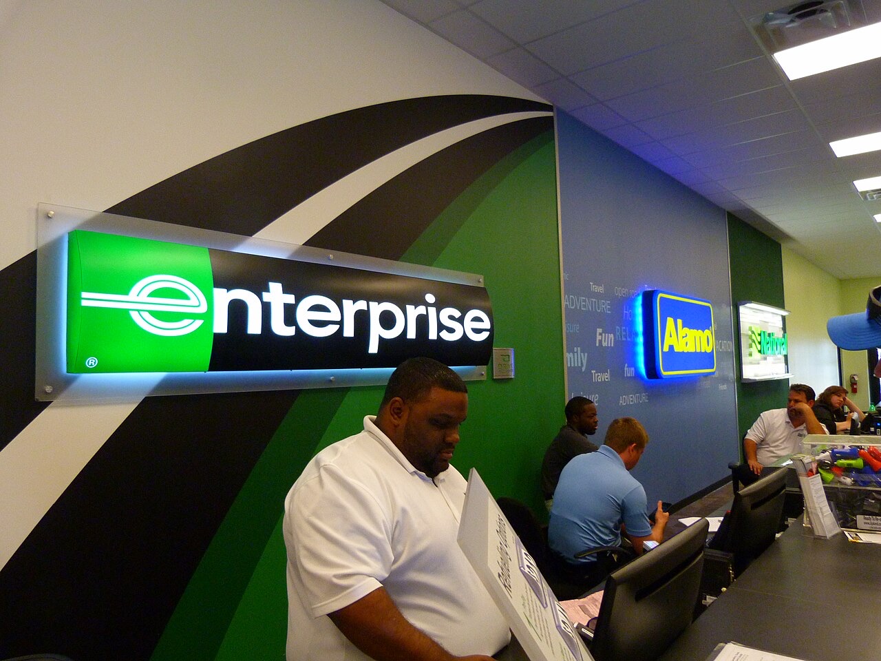 Enterprise, Alamo and National car rental counter