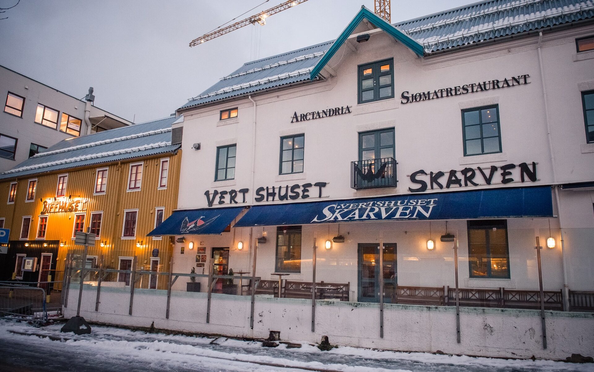 Vertshuset Skarven building housing Arctandria in Tromsø