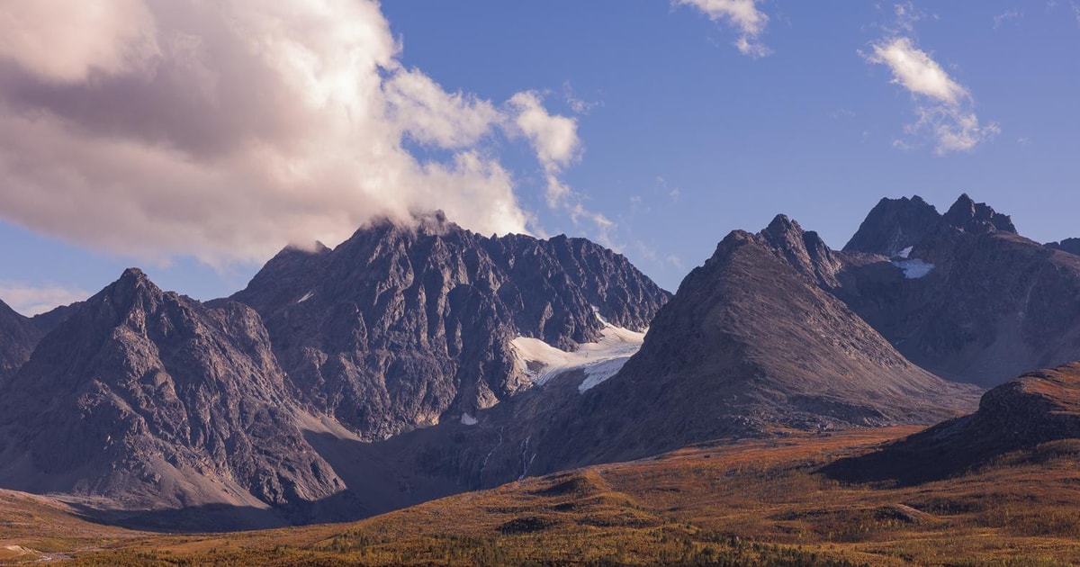 Autumn-coloured valley beneath the Lyngen Alps near Tromsø