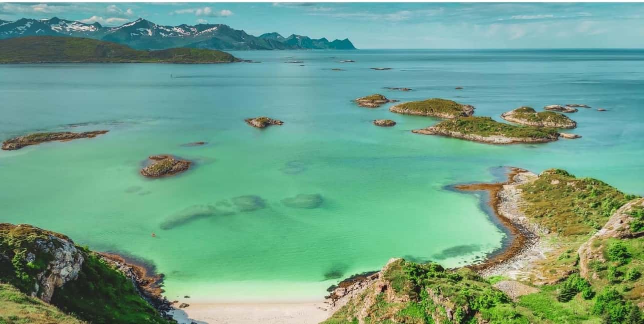 Sommarøy islands and sheltered turquoise water west of Tromsø