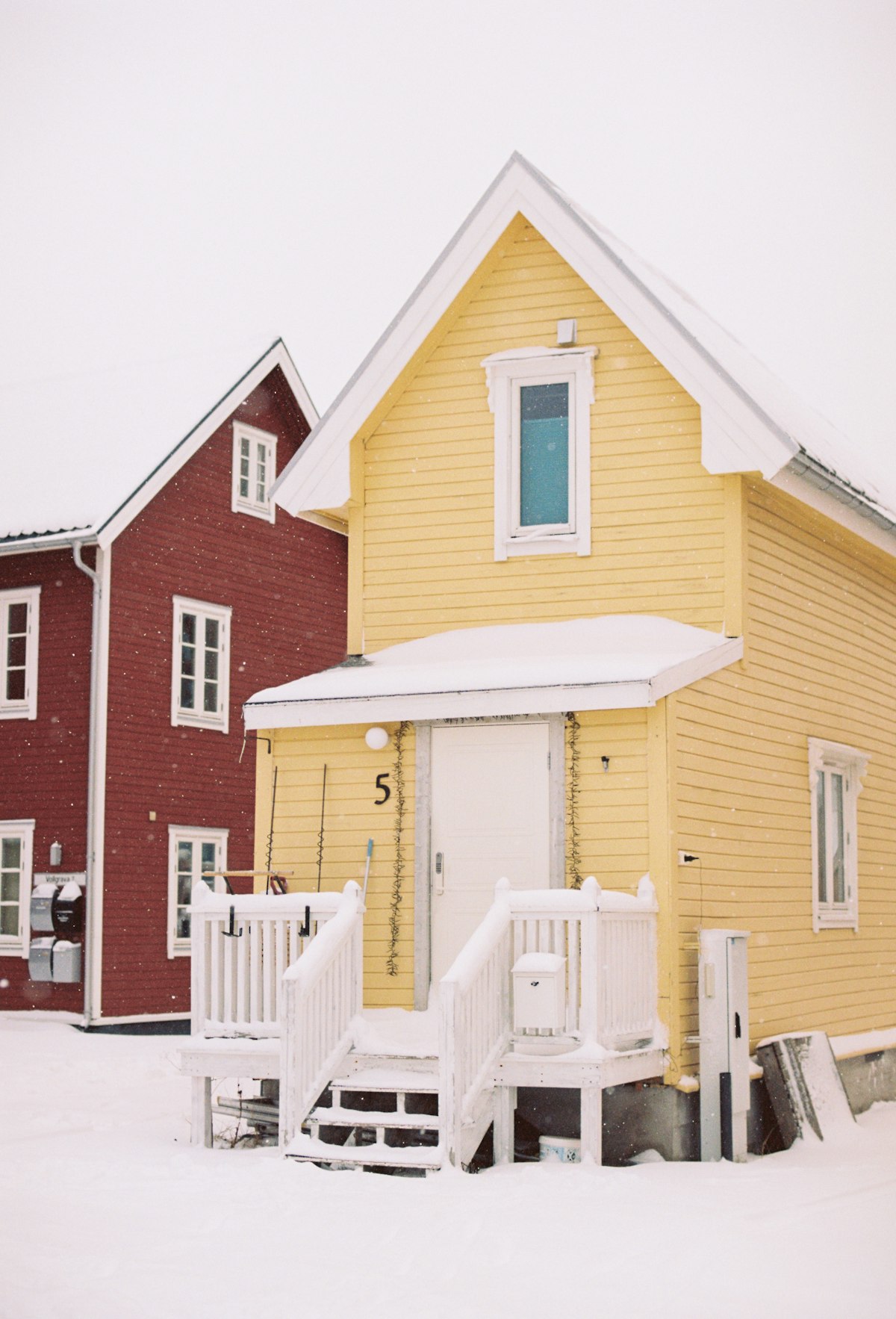 Snow-covered houses in a Tromsø neighbourhood